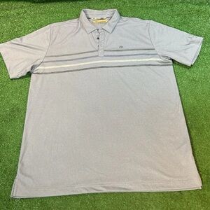 Travis Mathew Gray Blue Striped Polo XXL